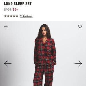 SKIMS Brick Holiday Plaid Flannel Sleep Set